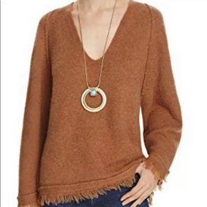 FREE PEOPLE terracotta v-neck sweater Large Brown